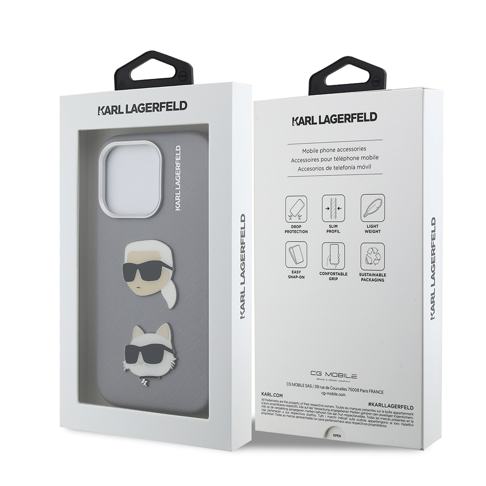 Apple iPhone 16 Pro Kılıf Karl Lagerfeld Orjinal Lisanslı K&C Heads Pin Kapak - 10