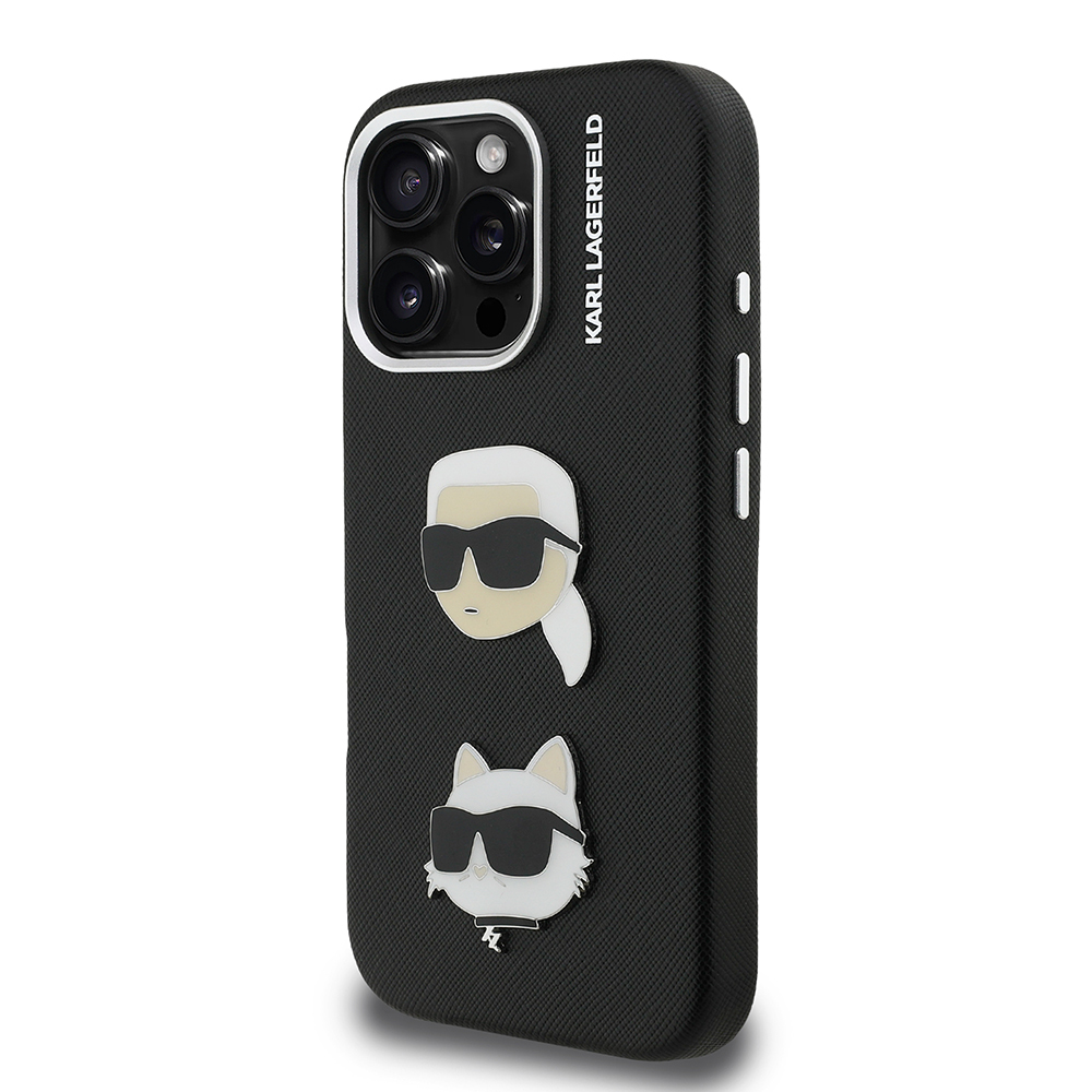 Apple iPhone 16 Pro Kılıf Karl Lagerfeld Orjinal Lisanslı K&C Heads Pin Kapak - 11