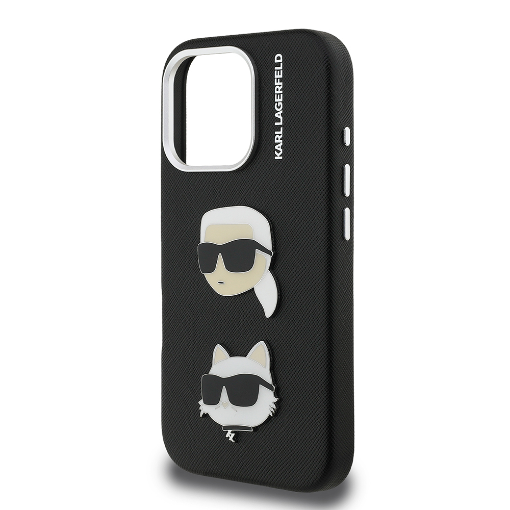 Apple iPhone 16 Pro Kılıf Karl Lagerfeld Orjinal Lisanslı K&C Heads Pin Kapak - 15