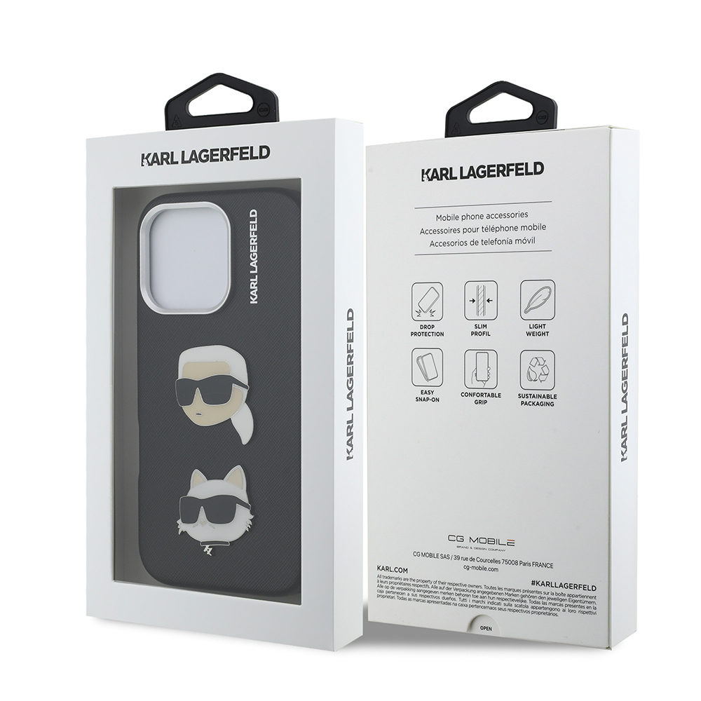 Apple iPhone 16 Pro Kılıf Karl Lagerfeld Orjinal Lisanslı K&C Heads Pin Kapak - 17