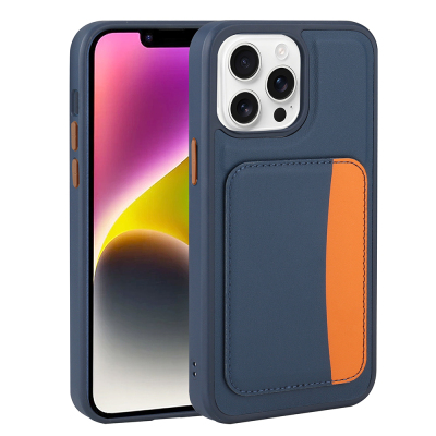 Apple iPhone 16 Pro Kılıf Kartlıklı Zore X-Kart Silikon Kapak Lacivert