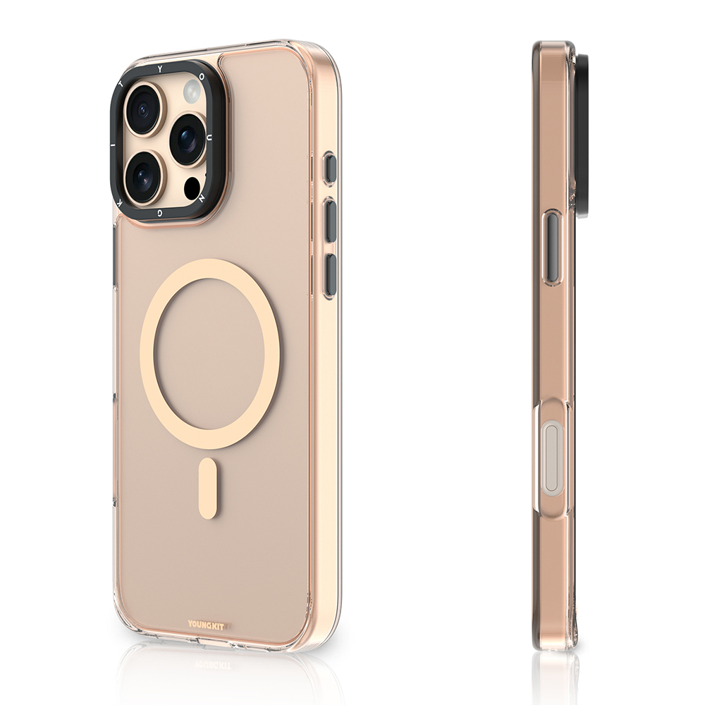 Apple iPhone 16 Pro Kılıf M-safe Şarj Özellikli Cam Arka Yüzey TPU Youngkit Gemstone Clear Serisi Kapak - 3