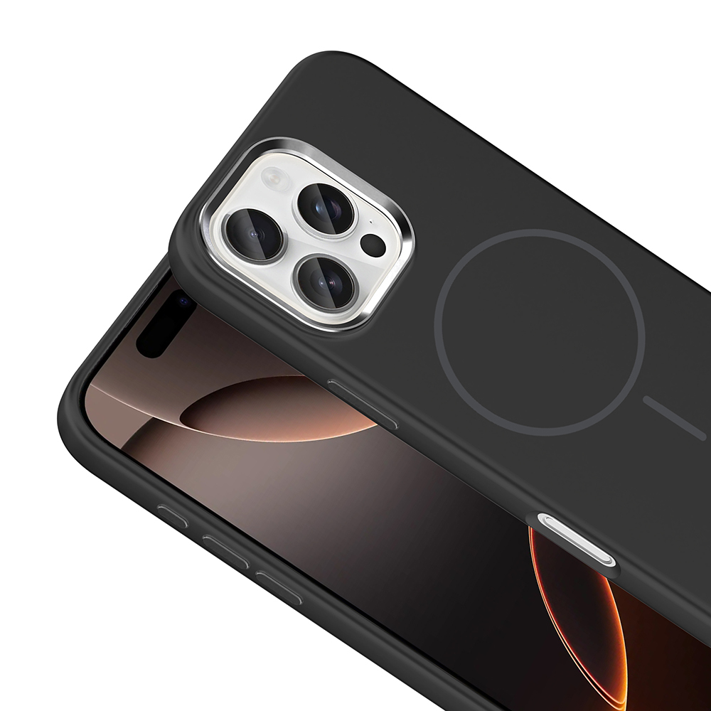 Apple iPhone 16 Pro Kılıf M-Safe Şarj Özellikli Metal Kamera Çerçeveli Zore Edi Silikon Kapak - 22