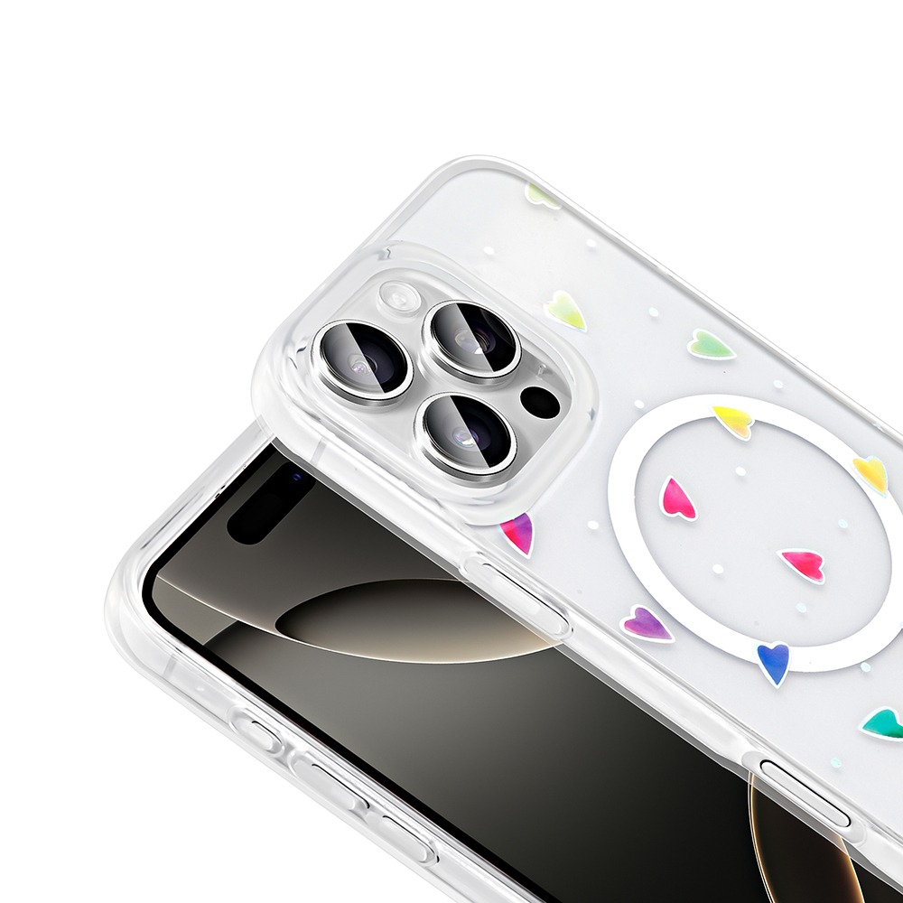 Apple iPhone 16 Pro Kılıf M-Safe Şarj Özellikli Şeffaf Zore Folk Sert Kapak - 15