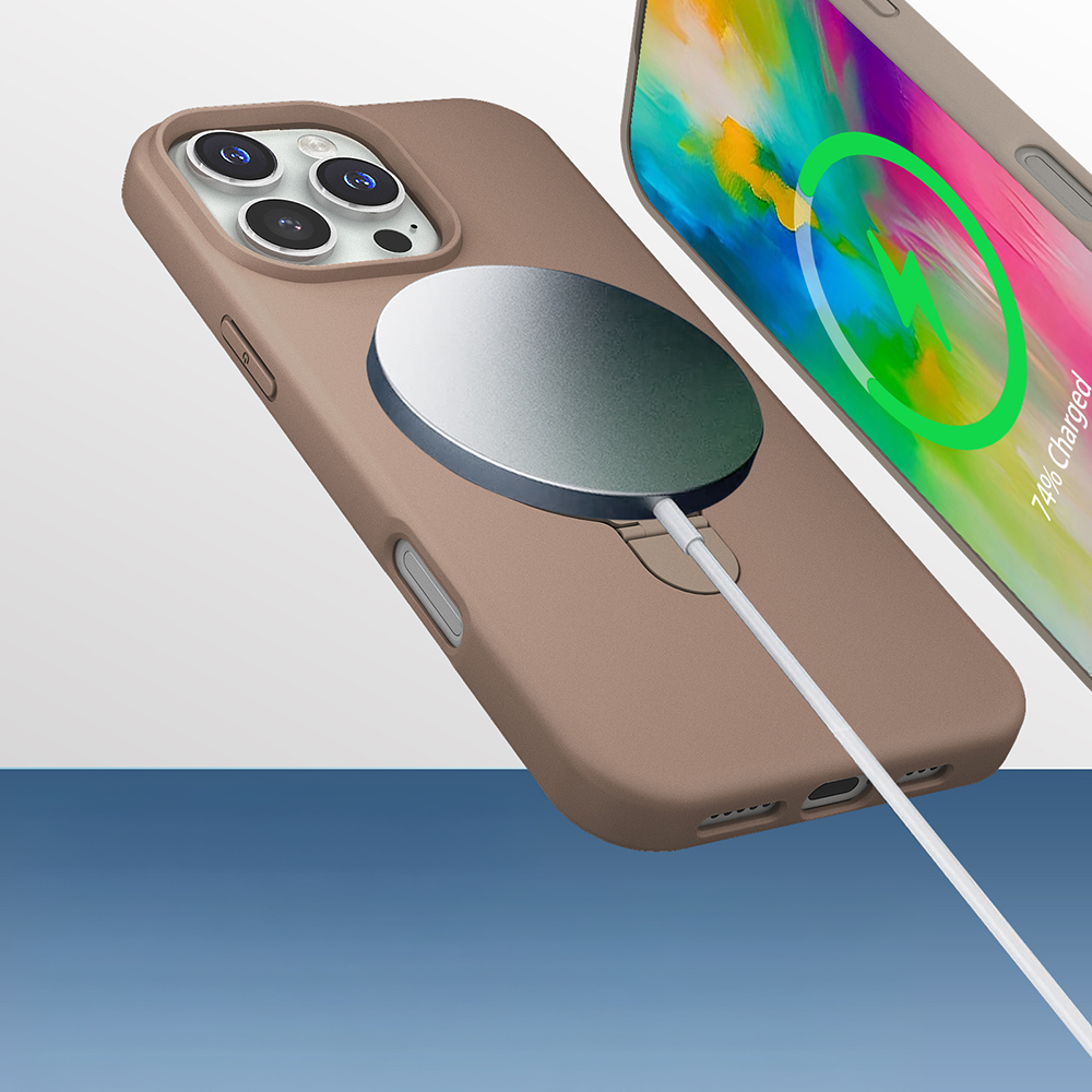 Apple iPhone 16 Pro Kılıf M-safe Şarj Özellikli Standlı Zore Samara Kapak - 9