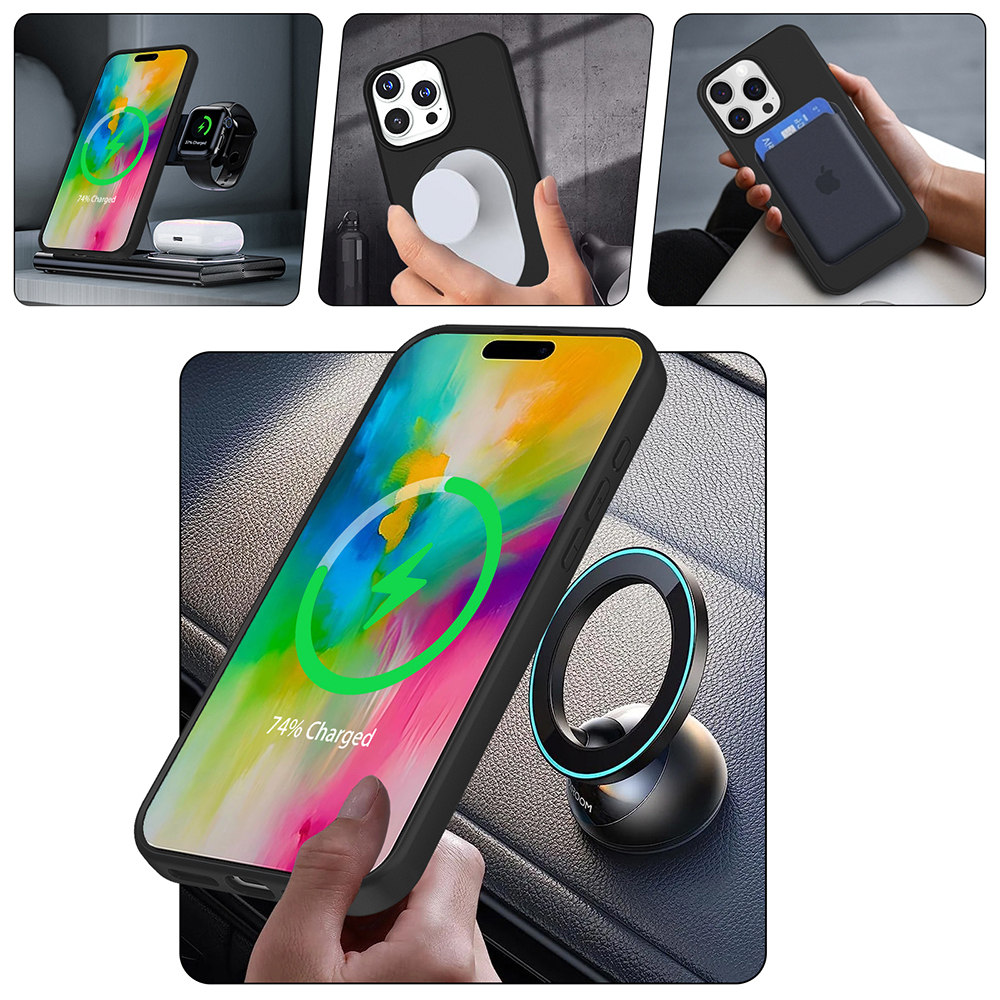 Apple iPhone 16 Pro Kılıf M-safe Şarj Özellikli Standlı Zore Samara Kapak - 10