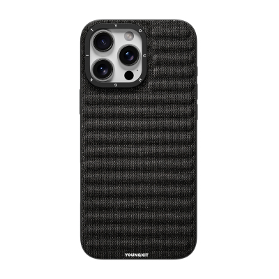 Apple iPhone 16 Pro Kılıf M-safe Şarj Özellikli Youngkit Canvas Serisi Kapak Siyah
