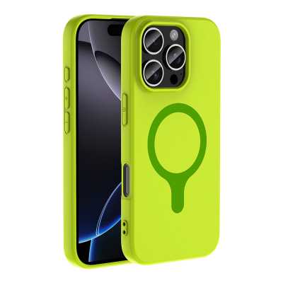 Apple iPhone 16 Pro Kılıf M-Safe Şarj Özellikli Zore Aris Silikon Kapak Yeşil