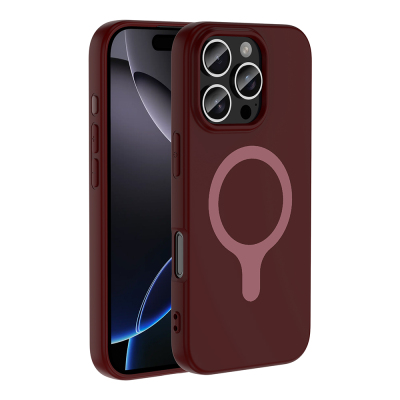 Apple iPhone 16 Pro Kılıf M-Safe Şarj Özellikli Zore Aris Silikon Kapak Mürdüm