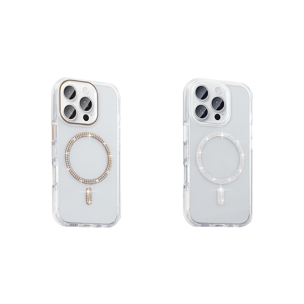 Apple iPhone 16 Pro Kılıf Taşlı Tasarım M-safe Şarj Özellikli Zore Koment Silikon Kapak - 8