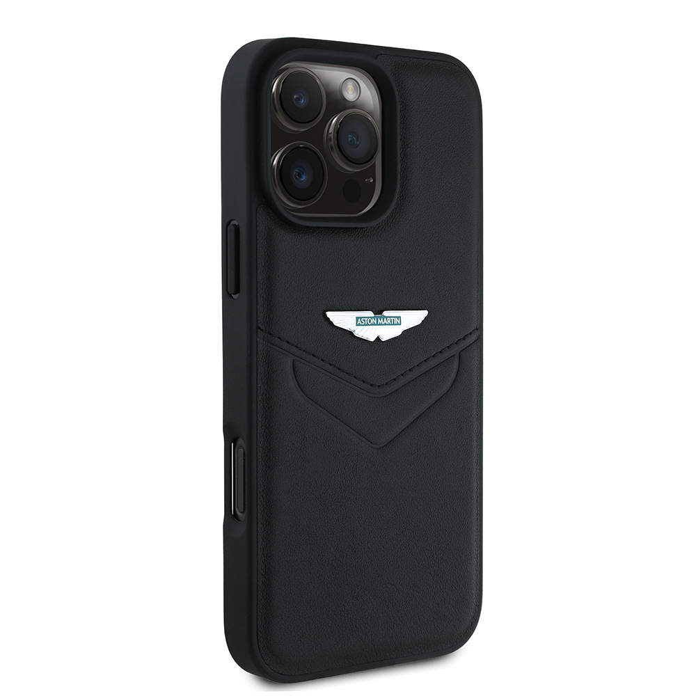 Apple iPhone 16 Pro Max Case Aston Martin Original Licensed Victory Design PU Leather Metal Logo Cover - 3