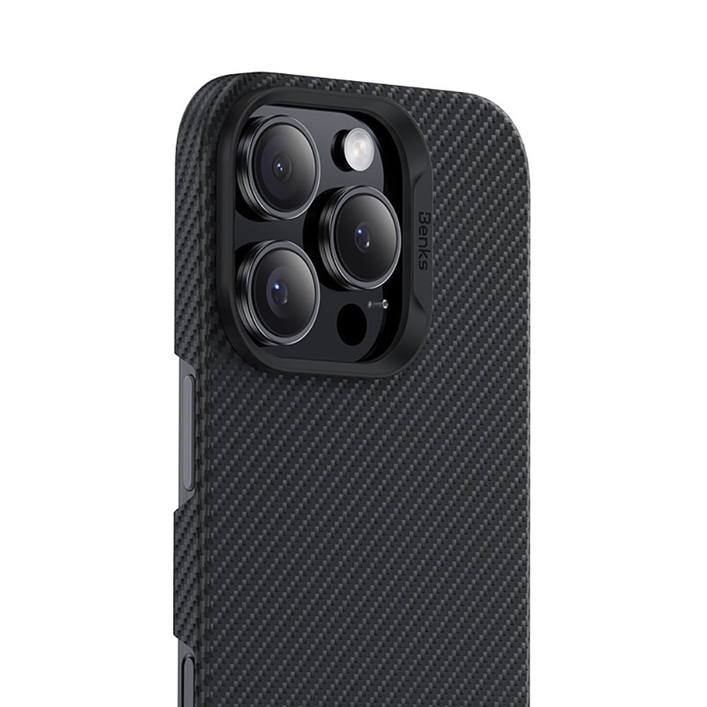 Apple iPhone 16 Pro Max Case Benks M-safe Charging Feature Metal Camera Frame Magnetic ArmorAir 600D Kevlar Fiber Cover - 5