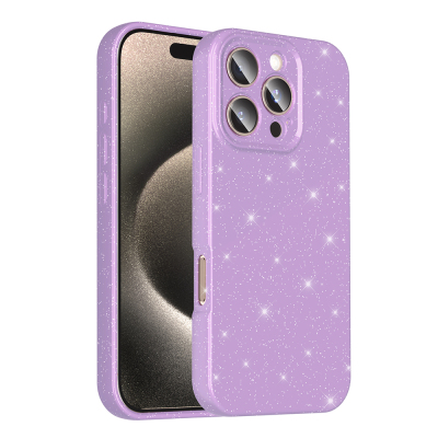 Apple iPhone 16 Pro Max Case Camera Protection Glitter Luxury Zore Koton Cover Lila