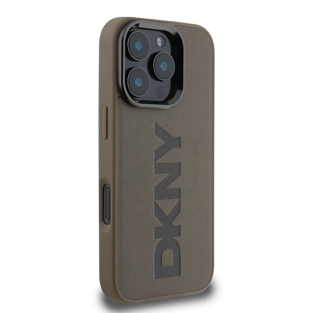 Apple iPhone 16 Pro Max Case DKNY Original Licensed Magsafe Charging Feature PU Leather Plain Cover - 6