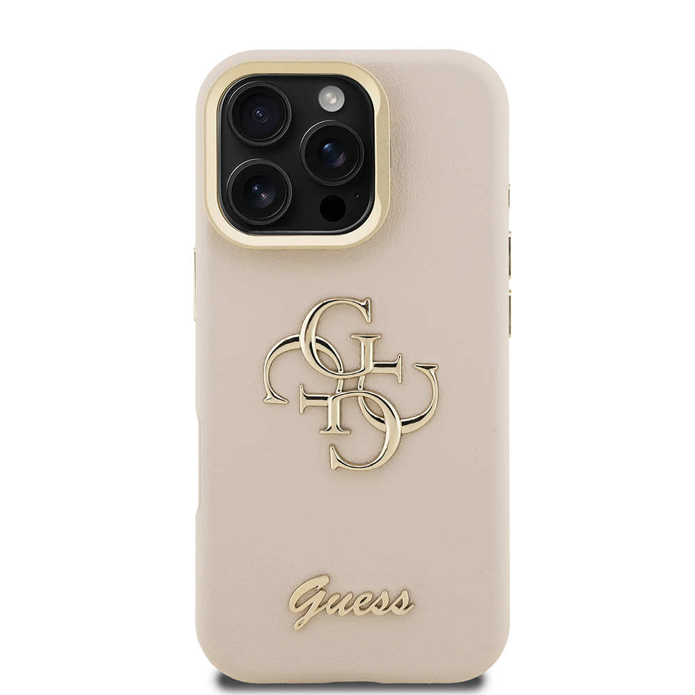 Apple iPhone 16 Pro Max Case Guess Original Licensed Grained Text Logo Camera Stand Cover - 7