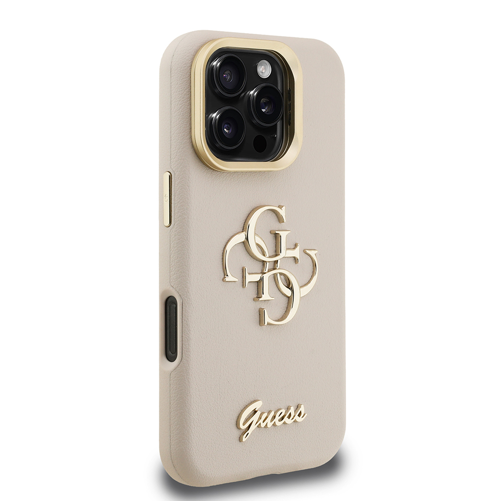 Apple iPhone 16 Pro Max Case Guess Original Licensed Grained Text Logo Camera Stand Cover - 8