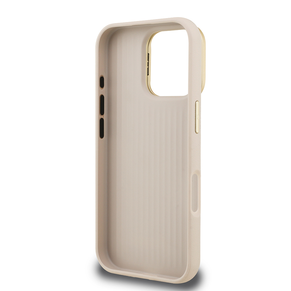 Apple iPhone 16 Pro Max Case Guess Original Licensed Grained Text Logo Camera Stand Cover - 11