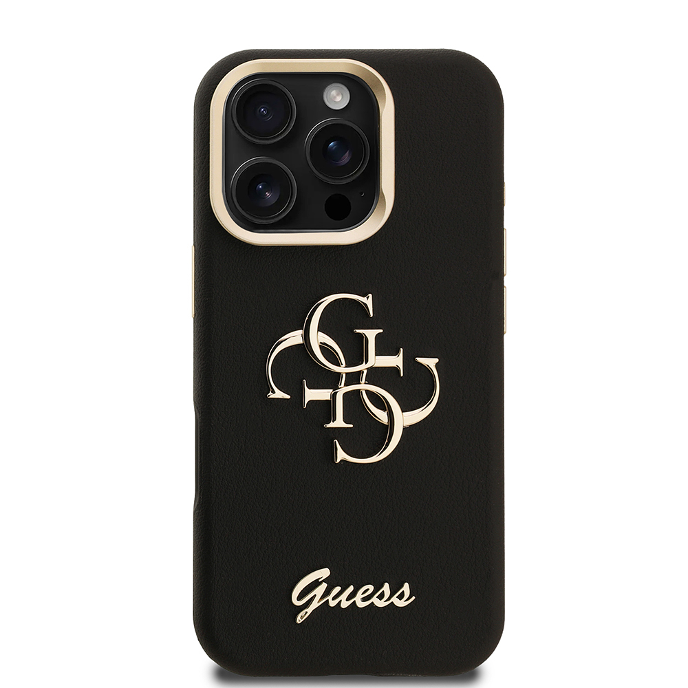 Apple iPhone 16 Pro Max Case Guess Original Licensed Grained Text Logo Camera Stand Cover - 14