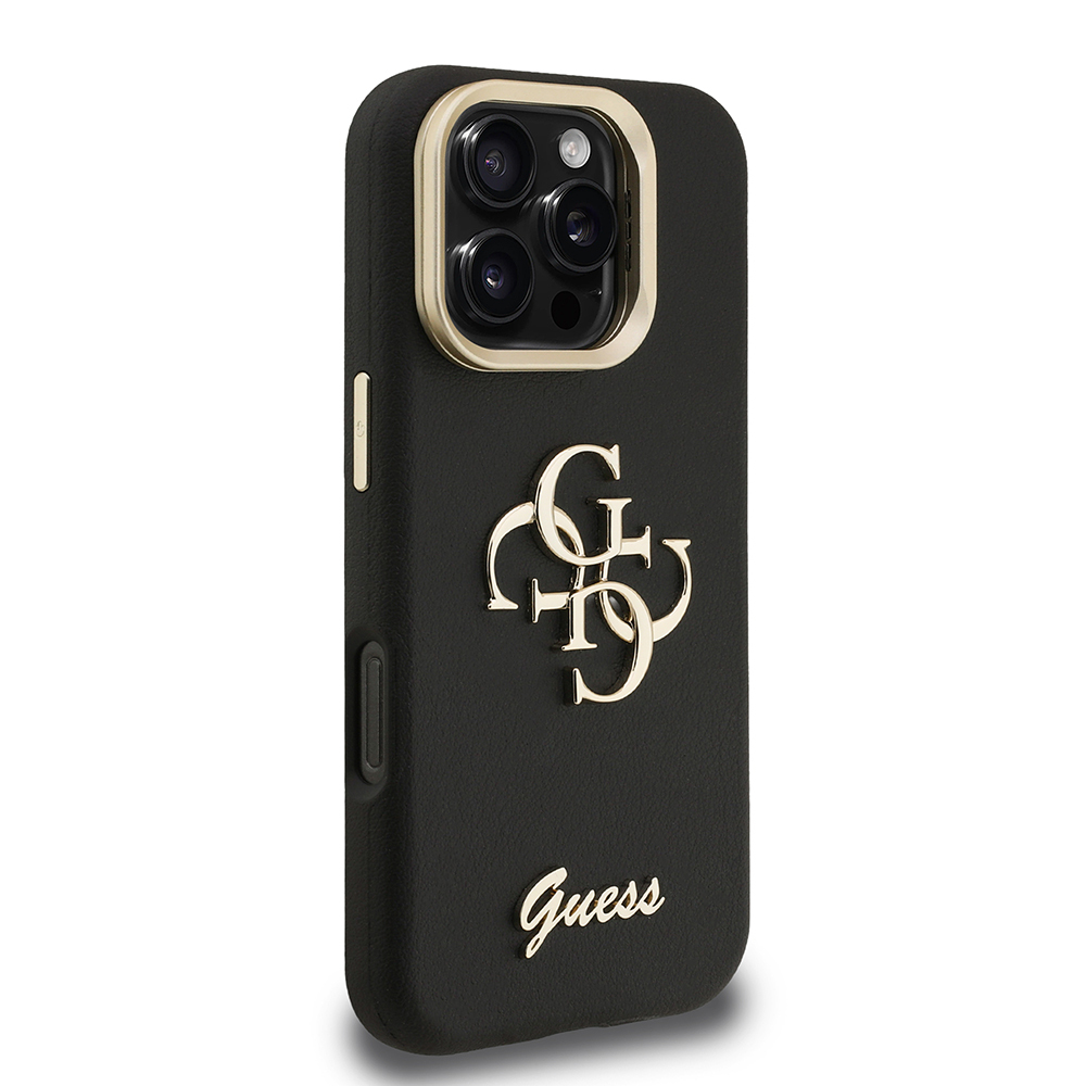 Apple iPhone 16 Pro Max Case Guess Original Licensed Grained Text Logo Camera Stand Cover - 15