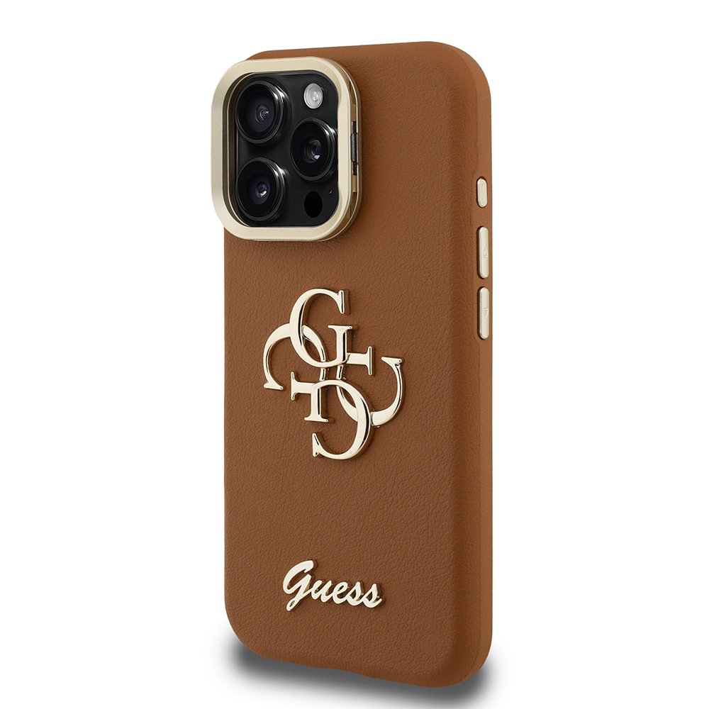 Apple iPhone 16 Pro Max Case Guess Original Licensed Grained Text Logo Camera Stand Cover - 20