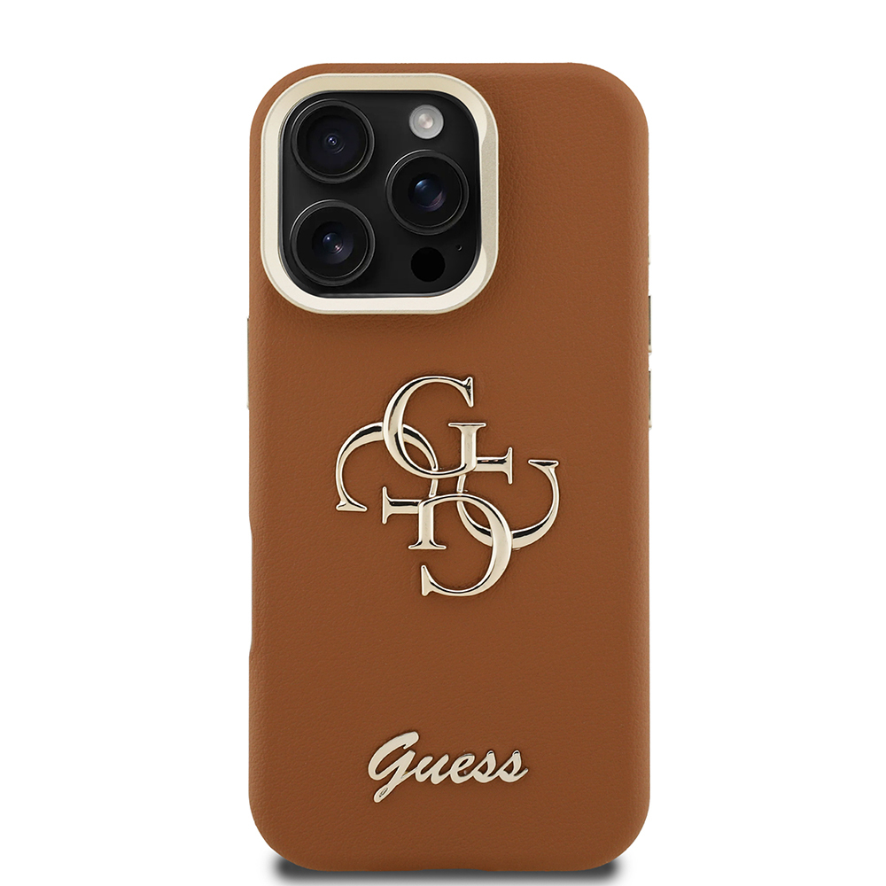 Apple iPhone 16 Pro Max Case Guess Original Licensed Grained Text Logo Camera Stand Cover - 21