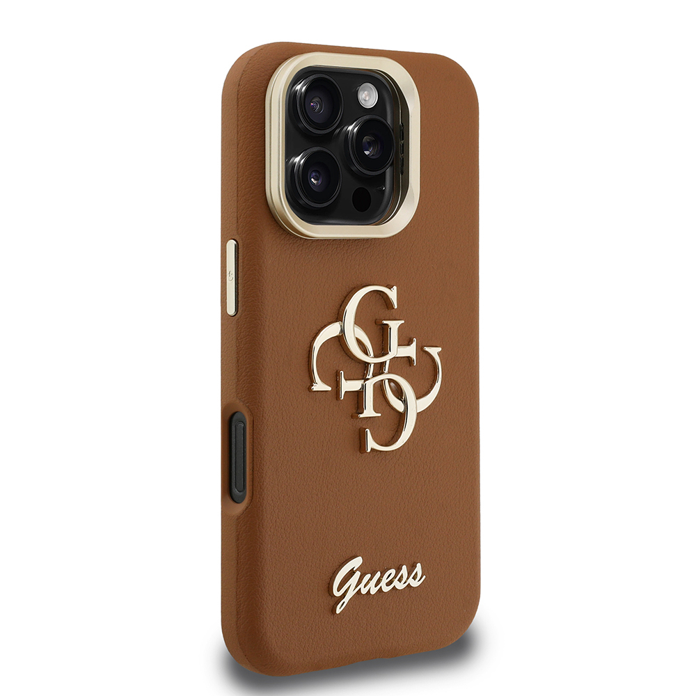 Apple iPhone 16 Pro Max Case Guess Original Licensed Grained Text Logo Camera Stand Cover - 22