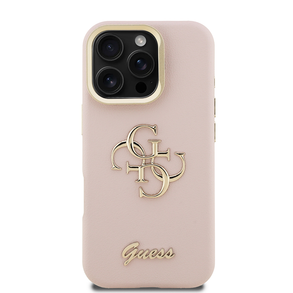 Apple iPhone 16 Pro Max Case Guess Original Licensed Grained Text Logo Camera Stand Cover - 28