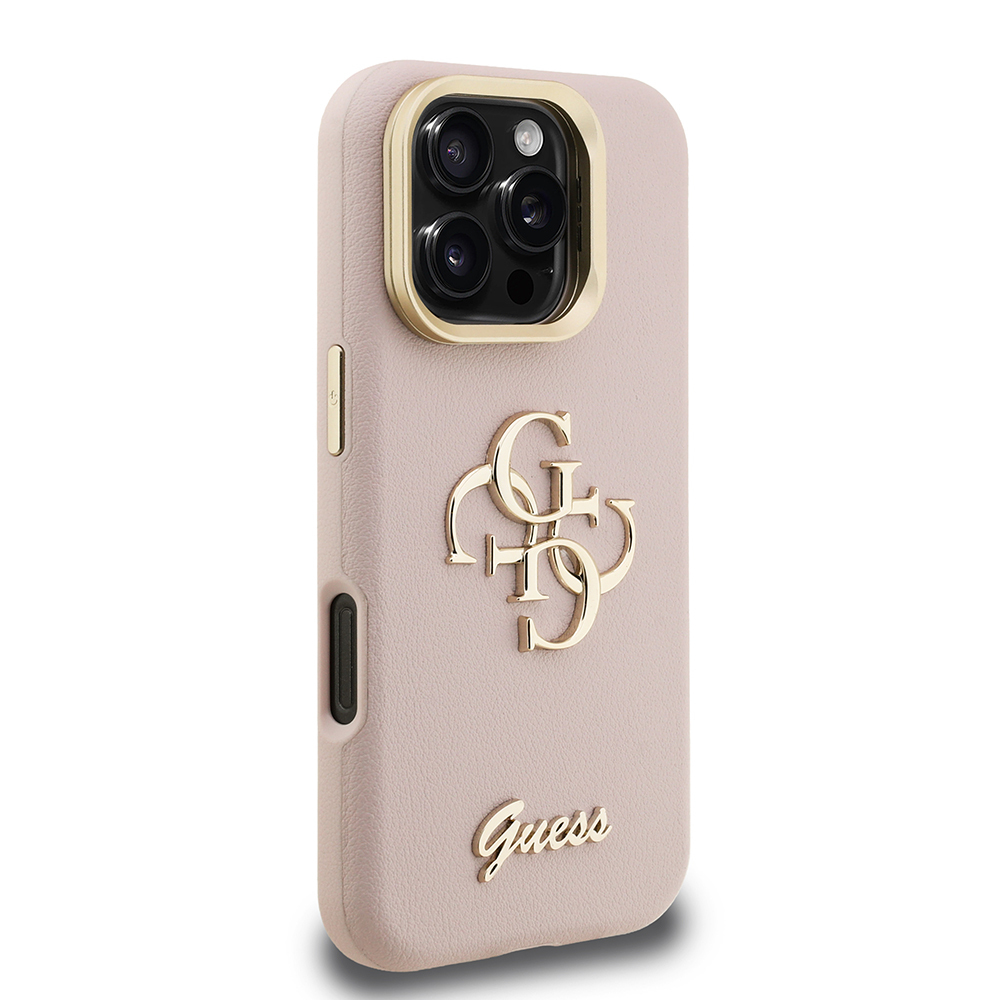 Apple iPhone 16 Pro Max Case Guess Original Licensed Grained Text Logo Camera Stand Cover - 29