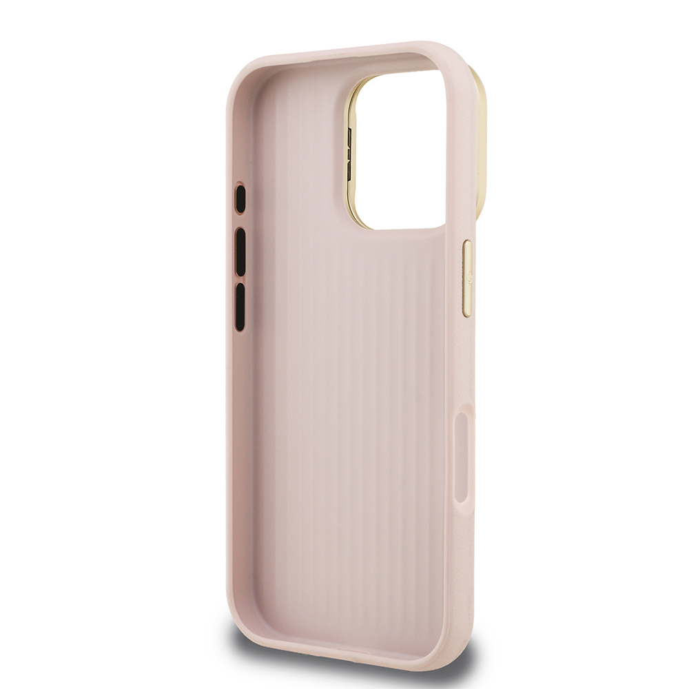 Apple iPhone 16 Pro Max Case Guess Original Licensed Grained Text Logo Camera Stand Cover - 32
