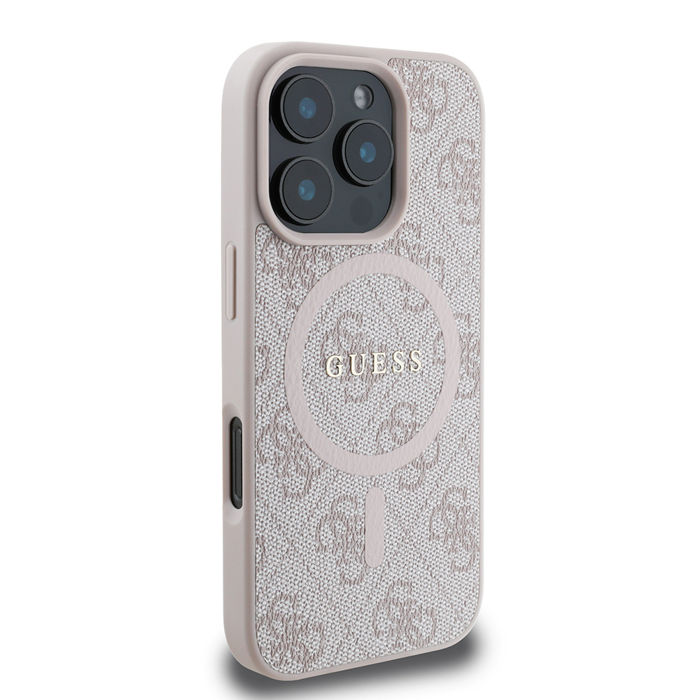 Apple iPhone 16 Pro Max Case Guess Original Licensed Magsafe Charging Featured PU Ring 4G Patterned Text Logo Cover - 5