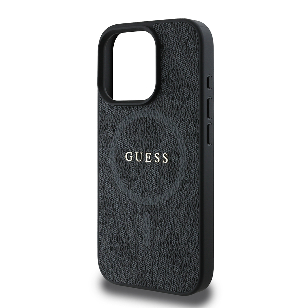 Apple iPhone 16 Pro Max Case Guess Original Licensed Magsafe Charging Featured PU Ring 4G Patterned Text Logo Cover - 21