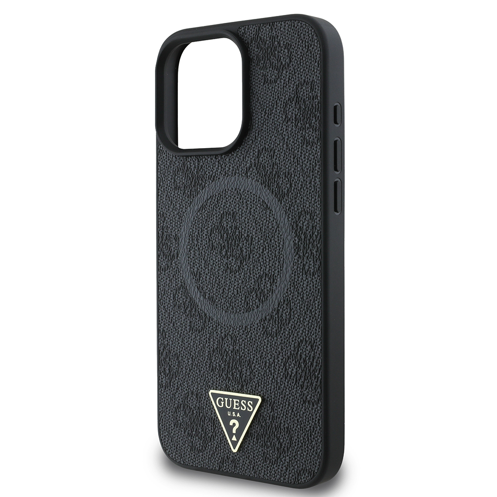 Apple iPhone 16 Pro Max Case Guess Original Licensed Magsafe Charging Featured PU Triangle Logo 4G Patterned Cover - 9