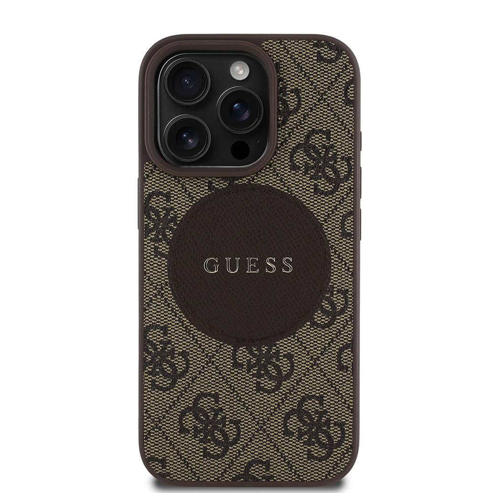 Apple iPhone 16 Pro Max Case Guess Original Licensed Magsafe Charging Featured Text Logo Circle Classic Cover - 1