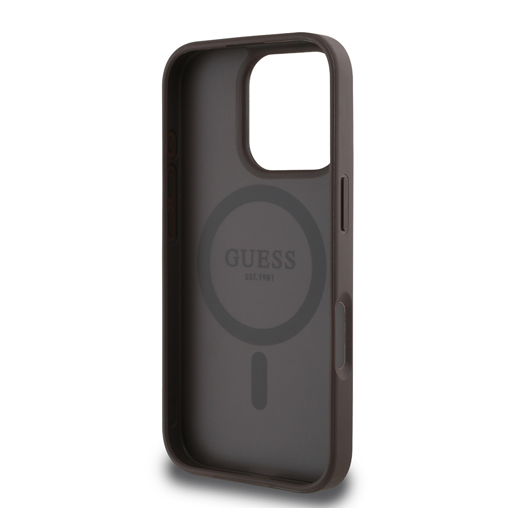 Apple iPhone 16 Pro Max Case Guess Original Licensed Magsafe Charging Featured Text Logo Circle Classic Cover - 8