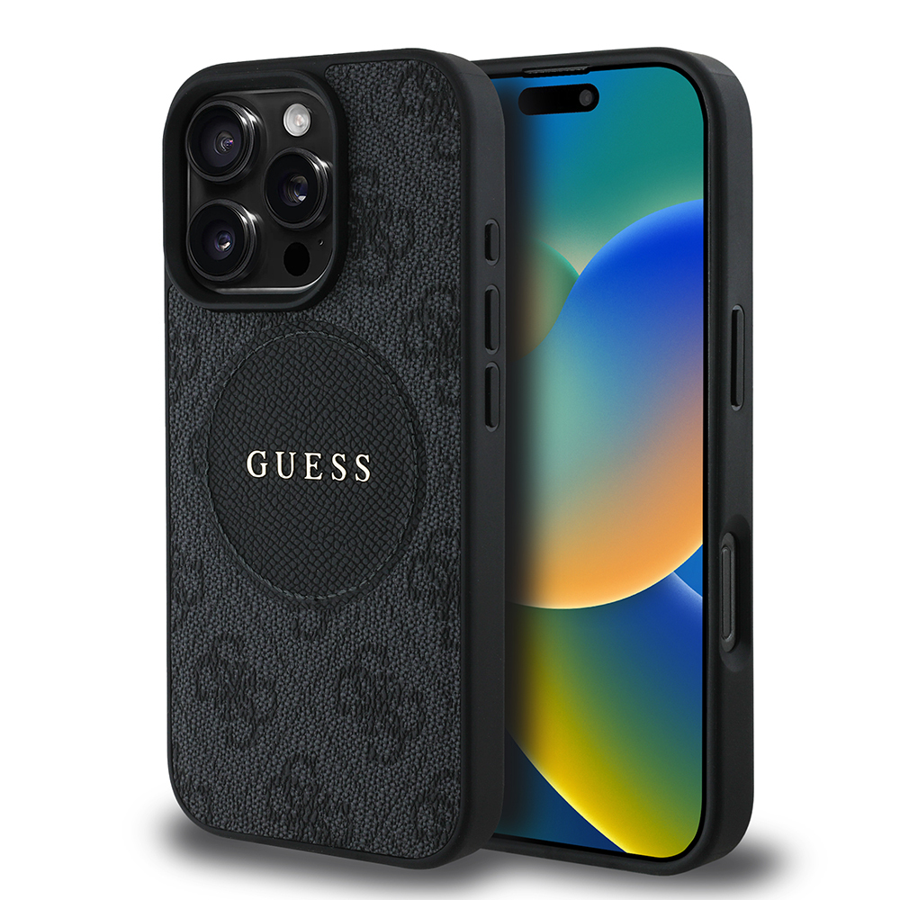 Apple iPhone 16 Pro Max Case Guess Original Licensed Magsafe Charging Featured Text Logo Circle Classic Cover - 12
