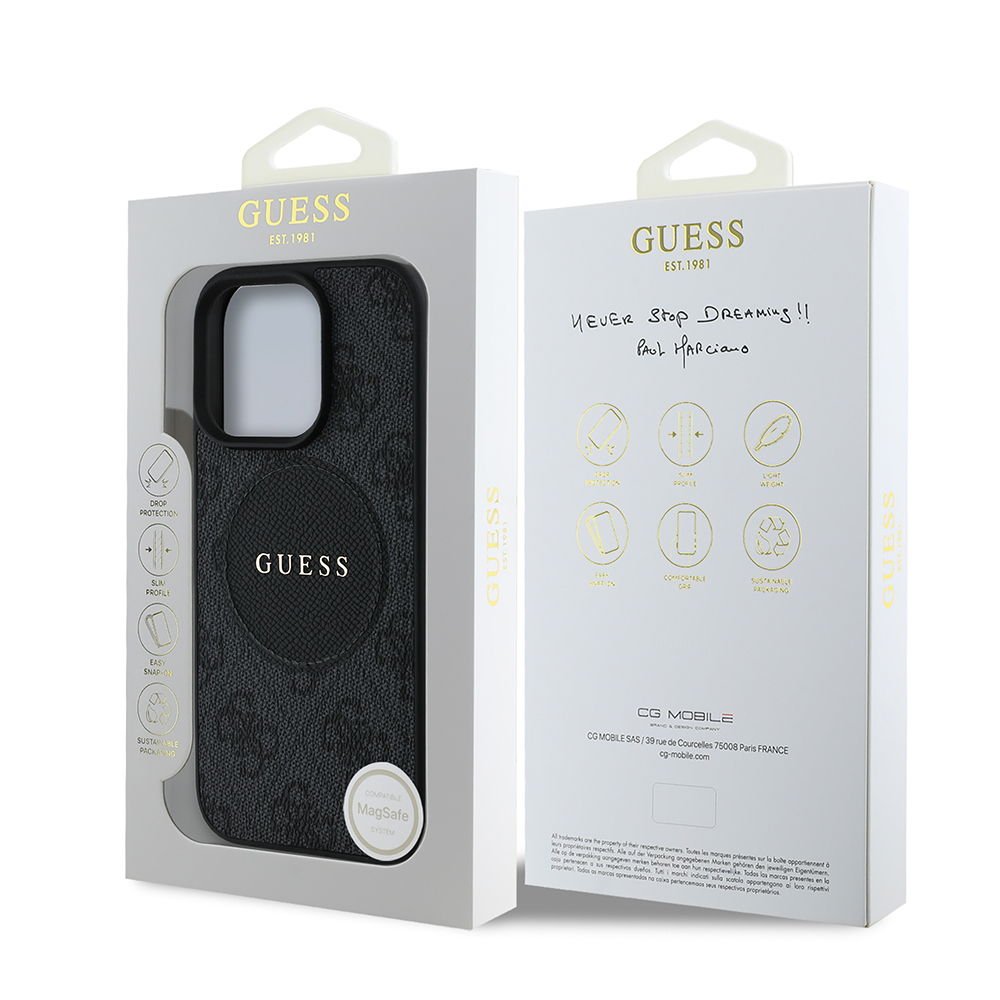 Apple iPhone 16 Pro Max Case Guess Original Licensed Magsafe Charging Featured Text Logo Circle Classic Cover - 18