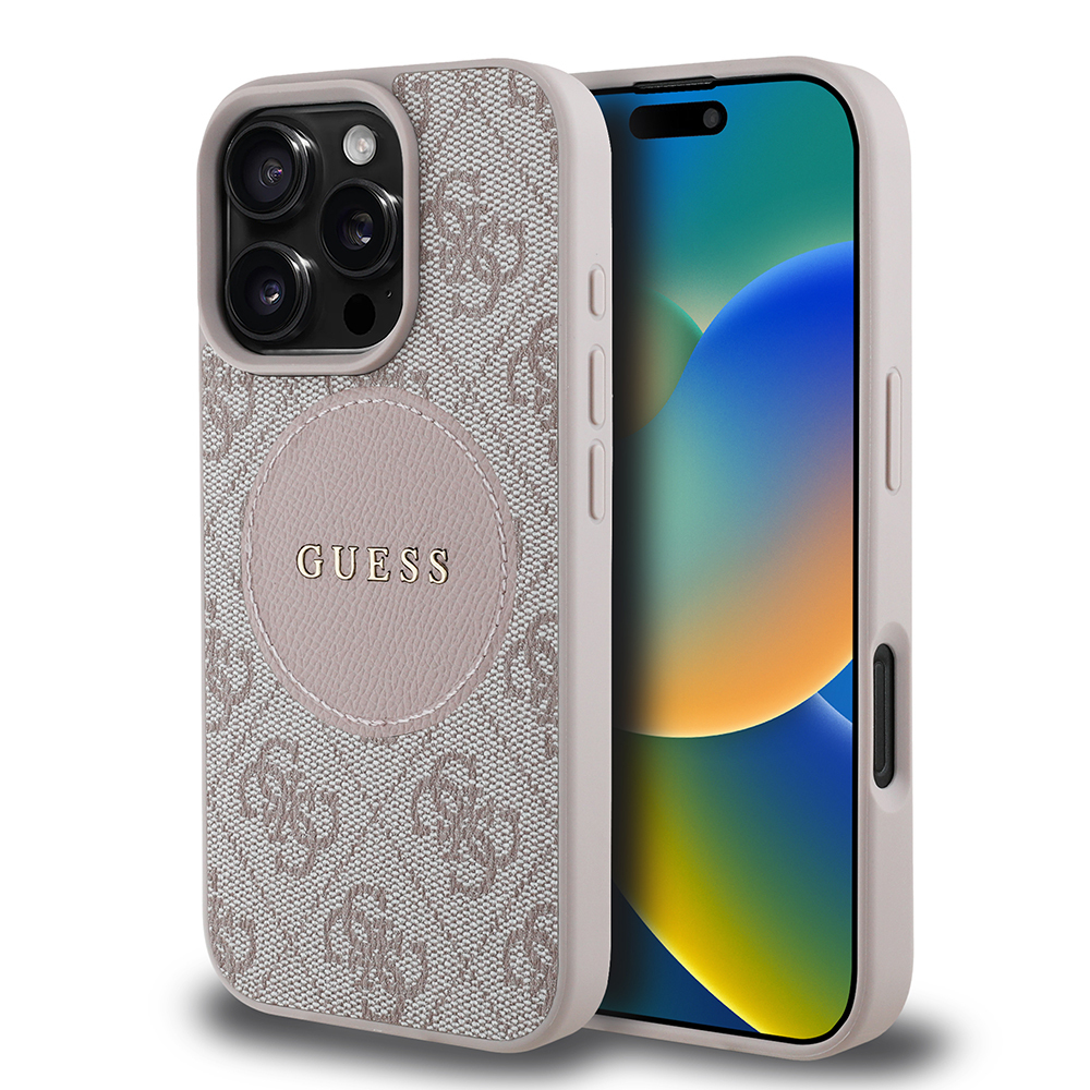 Apple iPhone 16 Pro Max Case Guess Original Licensed Magsafe Charging Featured Text Logo Circle Classic Cover - 19