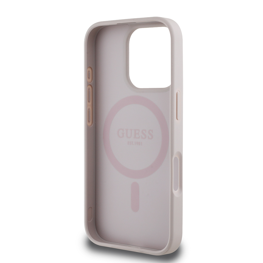 Apple iPhone 16 Pro Max Case Guess Original Licensed Magsafe Charging Featured Text Logo Circle Classic Cover - 24