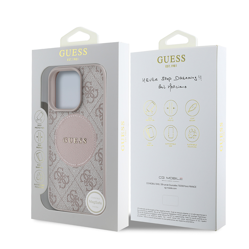 Apple iPhone 16 Pro Max Case Guess Original Licensed Magsafe Charging Featured Text Logo Circle Classic Cover - 25