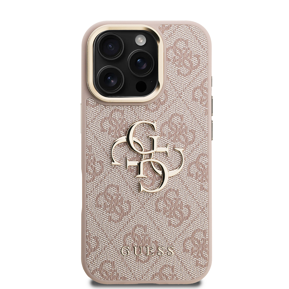 Apple iPhone 16 Pro Max Case Guess Original Licensed PU Leather 4G Patterned Metal Big 4G and Text Logo Camera Stand Cover - 28