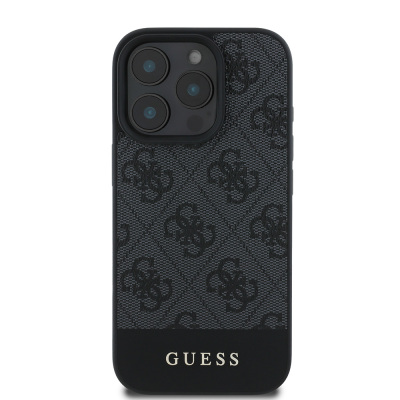 Apple iPhone 16 Pro Max Case Guess Original Licensed PU Leather Stripe Logo Design Cover Black