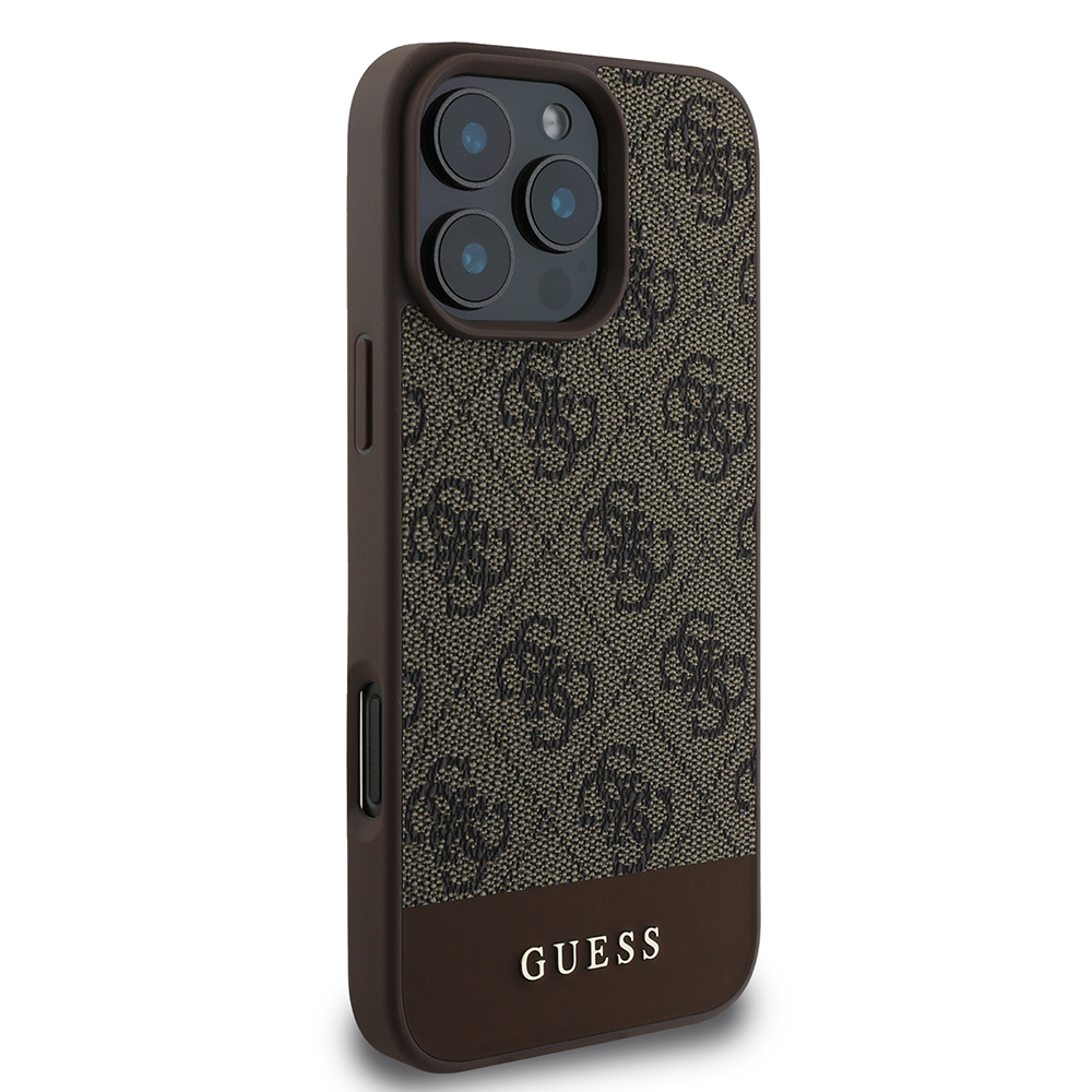 Apple iPhone 16 Pro Max Case Guess Original Licensed PU Leather Stripe Logo Design Cover - 21