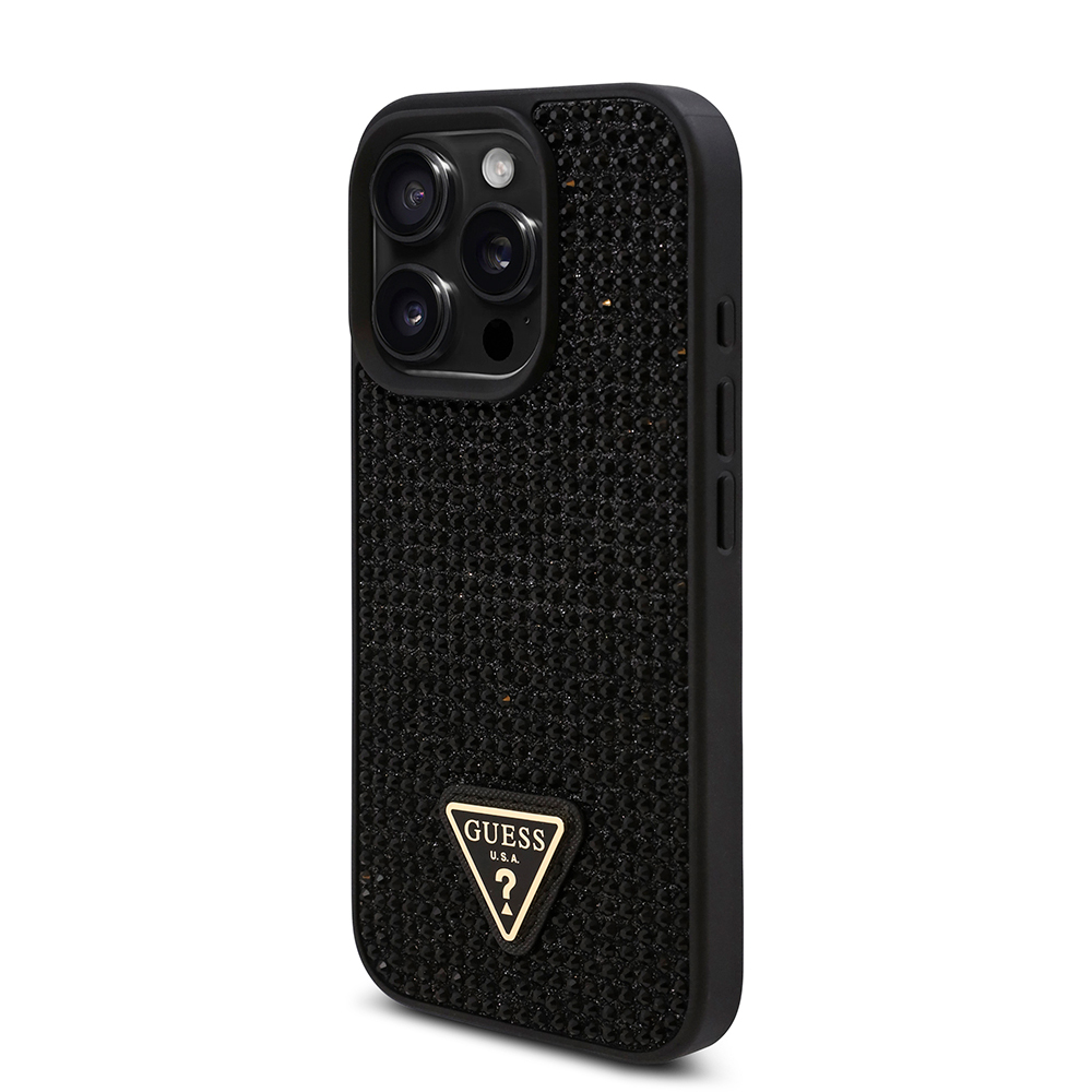 Apple iPhone 16 Pro Max Case Guess Original Licensed Stone Back Surface Triangle Logo Cover - 6