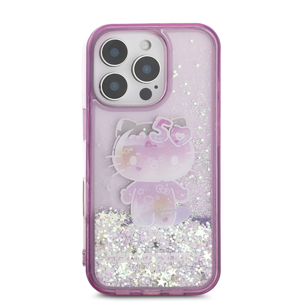 Apple iPhone 16 Pro Max Case Hello Kitty Original Licensed Liquid Glitter 50th Anniversary Party Cover - 4