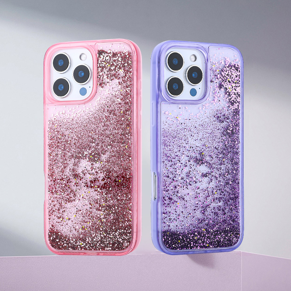 Apple iPhone 16 Pro Max Case Liquid Glitter Transparent Back Surface Zore Keto Silicone Cover - 10