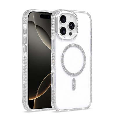 Apple iPhone 16 Pro Max Case M-safe Charging Enabled Zore Tera Silicone Cover Şeffaf