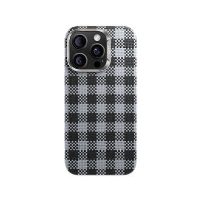 Apple iPhone 16 Pro Max Case M-safe Charging Feature Plaid Design Benks ArmorVichy Kevlar Cover Black