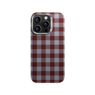 Apple iPhone 16 Pro Max Case M-safe Charging Feature Plaid Design Benks ArmorVichy Kevlar Cover Red