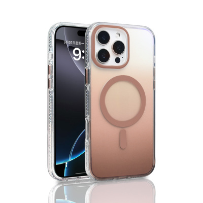 Apple iPhone 16 Pro Max Case M-safe Charging Feature Transparent Color Transition Zore Toros Cover Rose Gold