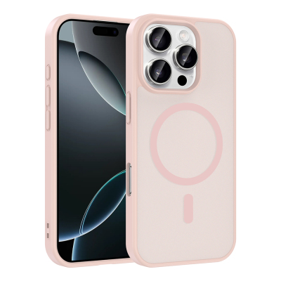 Apple iPhone 16 Pro Max Case M-safe Charging Feature Zore Ballet Flat Cover Pink